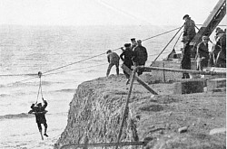 A Breeches Buoy - Getting ashore by zipline