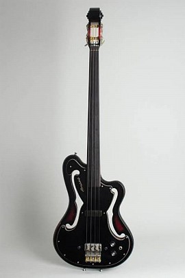 The Famous 1965-1970 Ampeg Fretless Bass with Scroll Head -- just like the double basses of the times. The first commercial fretless.